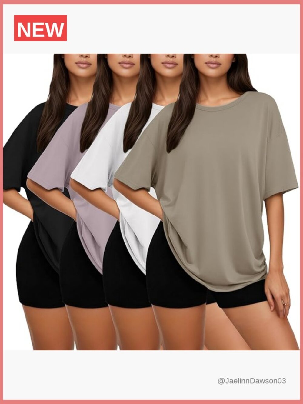 4 Pack Oversized Tees Loose Fit Crew Neck Summer Baggy Tops Plus Size Workout